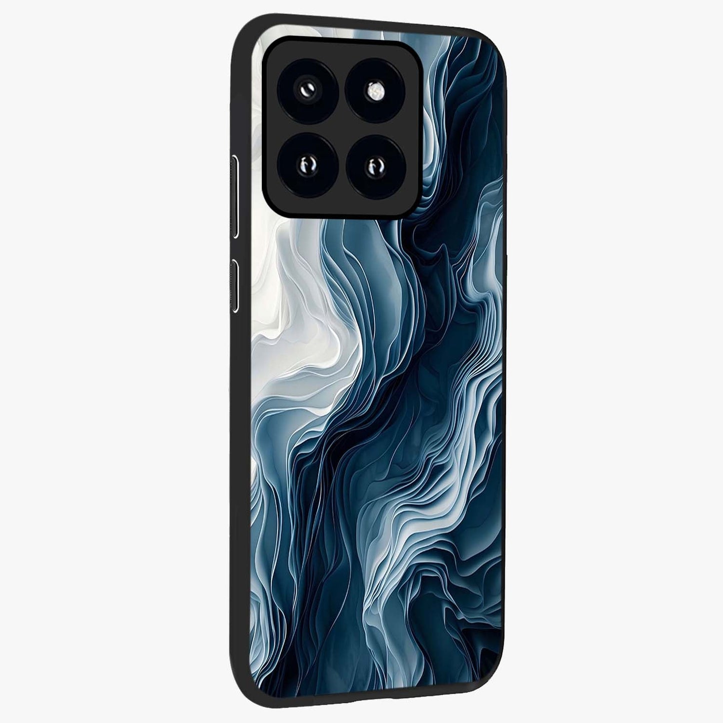 Ethereal Paper Marble Glass Case upright view showcasing smooth marble artwork with refined minimalist theme.