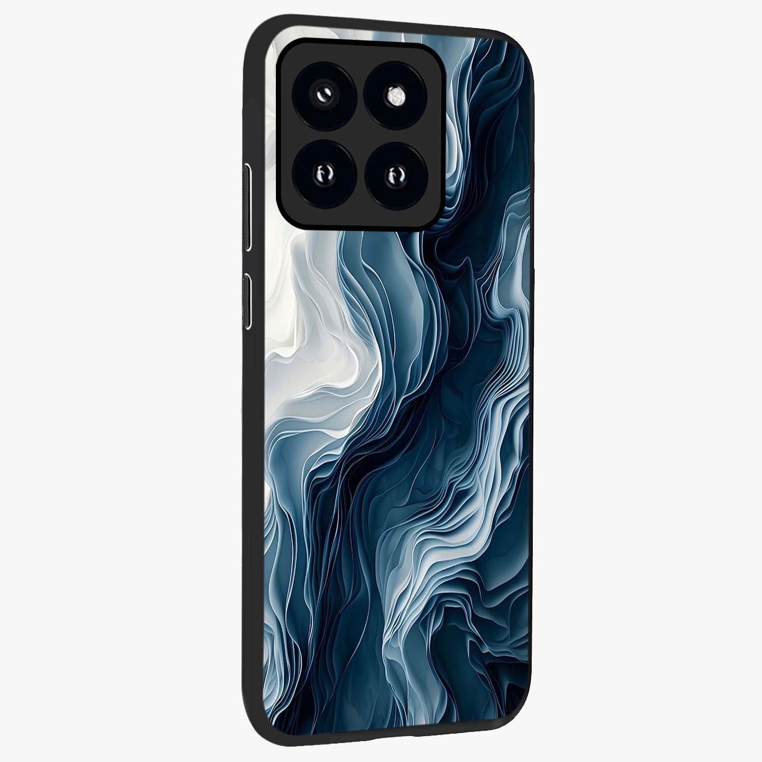 Ethereal Paper Marble Glass Case upright view showcasing smooth marble artwork with refined minimalist theme.