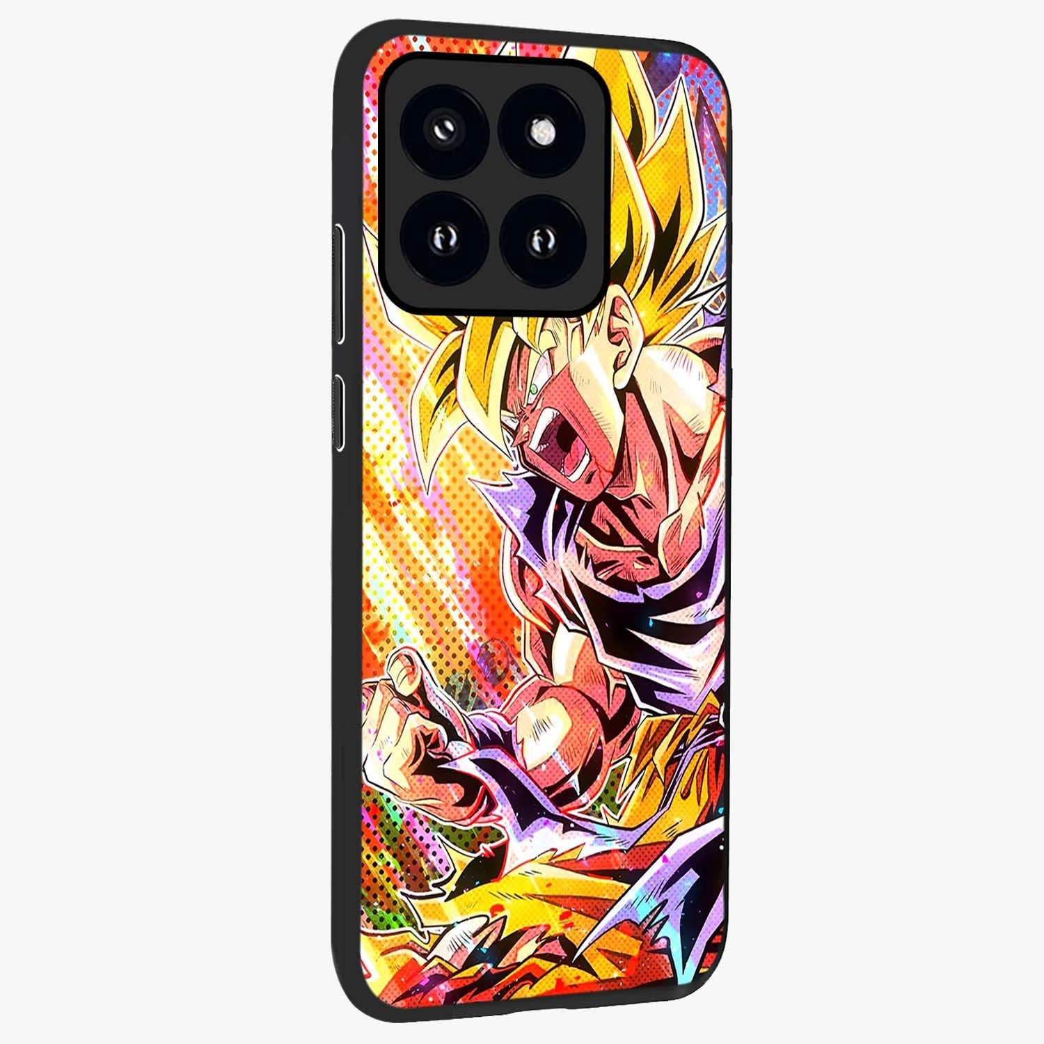 Firing Goku Glass Case upright view showcasing energetic anime artwork with bold warrior theme.