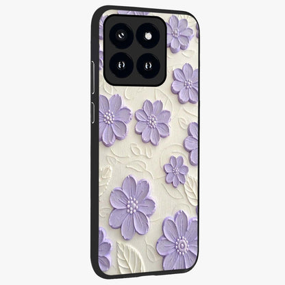 Floral Wall Art With Purple Flowers Glass Case upright view showcasing elegant purple flower artwork with decorative floral theme.