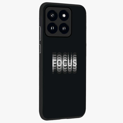 Focus Mode On Glass Case upright view showcasing strong typography statement with sleek motivational theme.