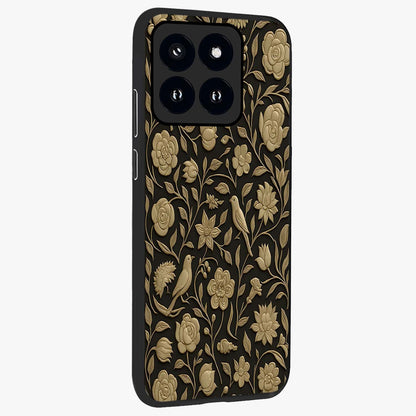 Golden Evil Eye Mandala Glass Case upright view showcasing decorative evil eye mandala artwork with spiritual aesthetic style.