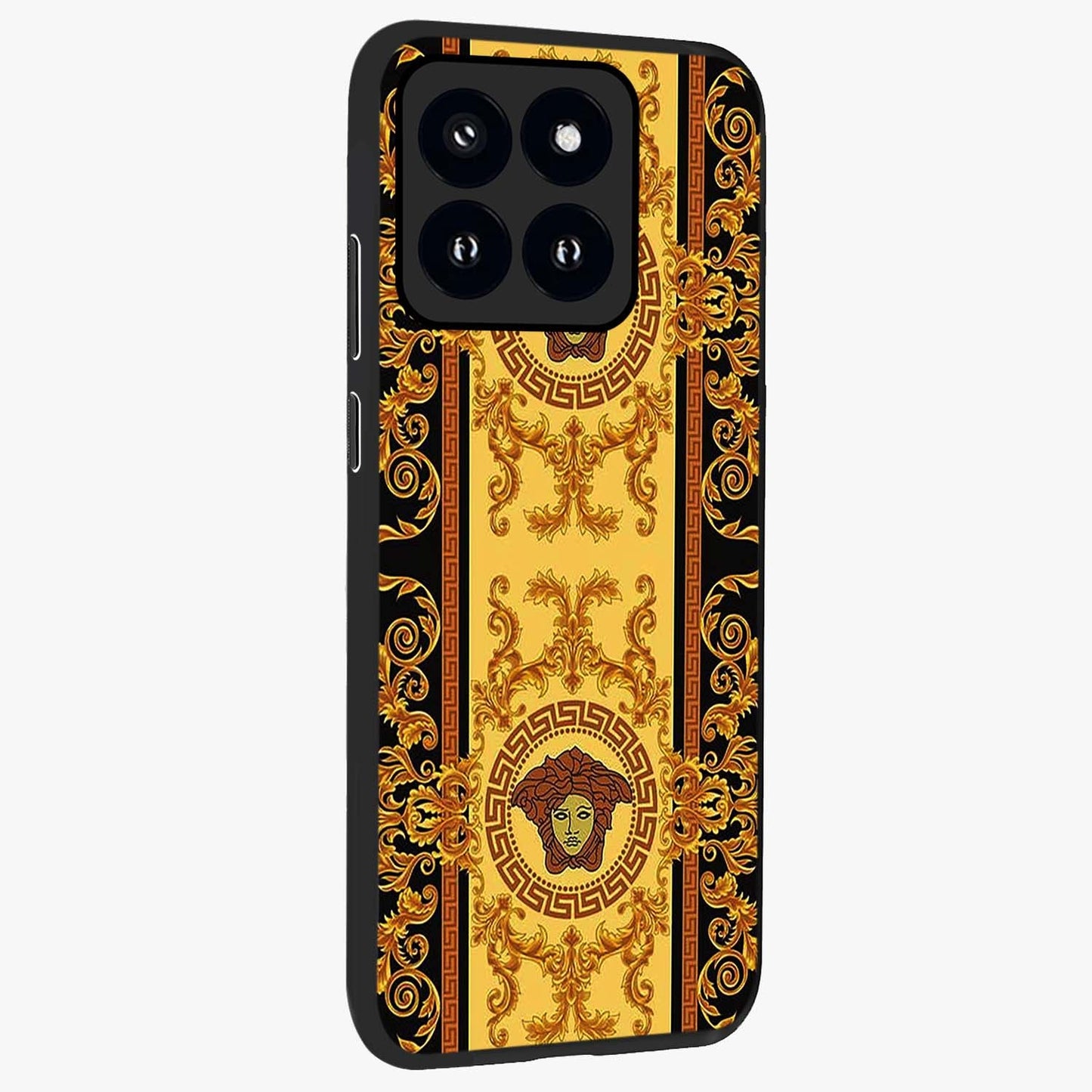 Golden Lotus Glow Glass Case upright view showcasing luminous lotus artwork with peaceful divine theme.