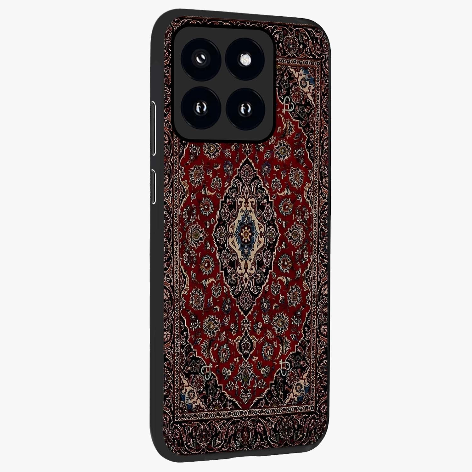 Heritage Carpet Royale Glass Case upright view showcasing detailed ornamental artwork with luxurious traditional theme.