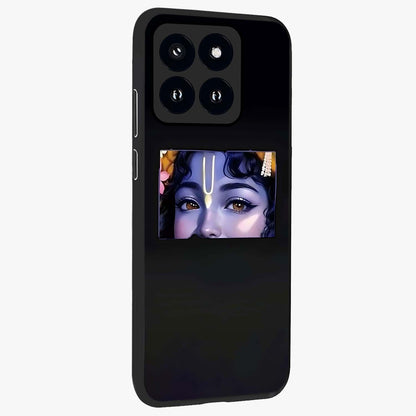 Krishna Divine Embrace Glass Case upright view showcasing sacred Krishna artwork with peaceful devotional theme.