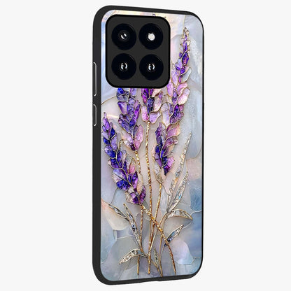 Lavender Dream Glow Glass Case upright view showcasing radiant lavender glow artwork with calming dreamy theme.