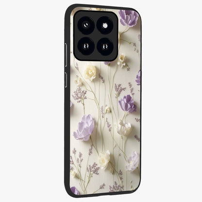 Lilac Breeze Harmony Glass Case upright view showcasing delicate lilac artwork with peaceful floral theme.