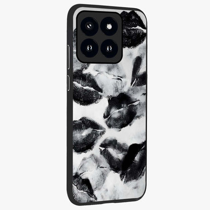 Midnight Kiss Marks Glass Case upright view showcasing stylish kiss mark artwork with trendy romantic theme.