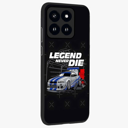 Midnight Racing Legacy Glass Case upright view showcasing powerful racing artwork with modern sports theme.