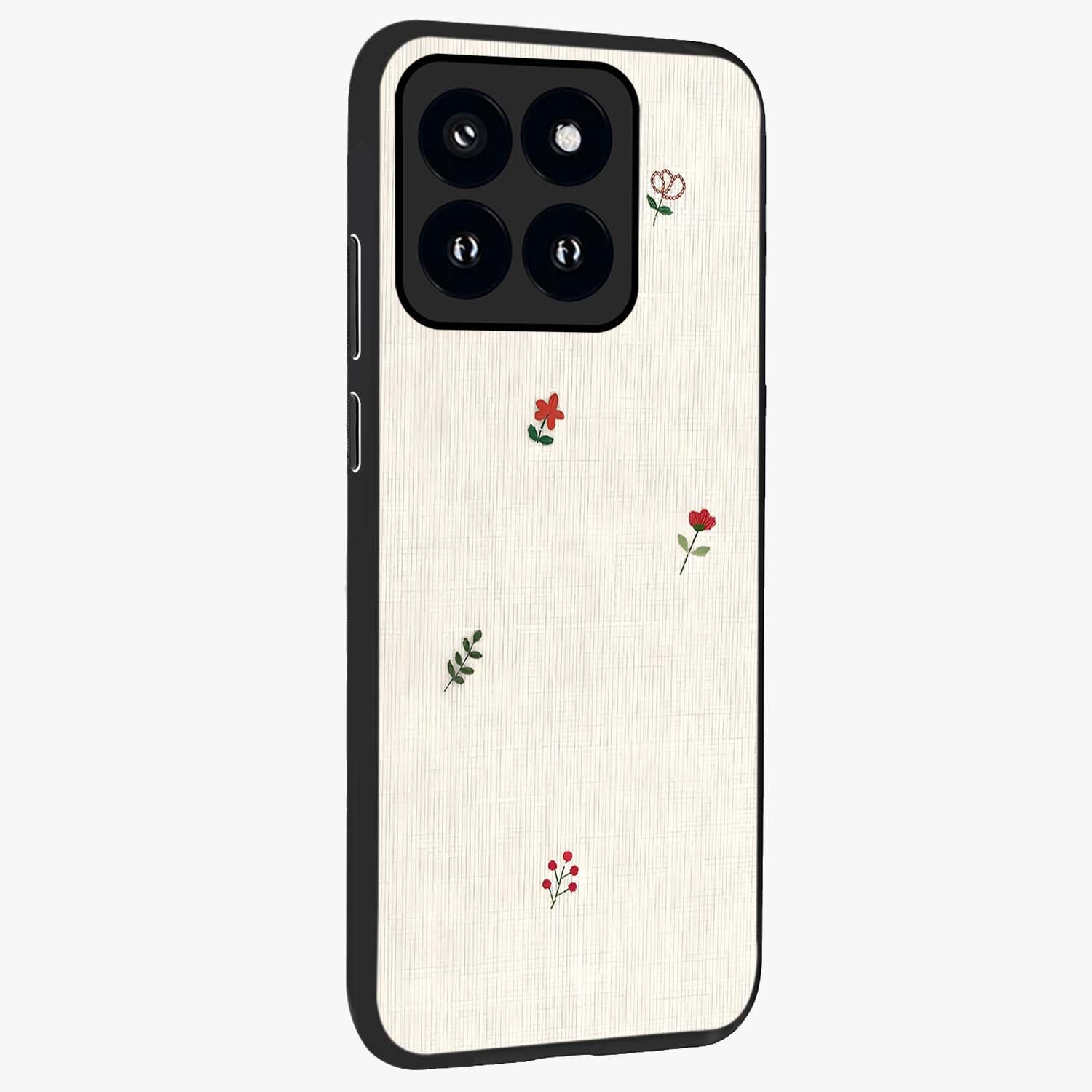 Minimalistic Blue With White Flower Pattern Glass Case upright view showcasing clean white flower artwork with calming blue theme.