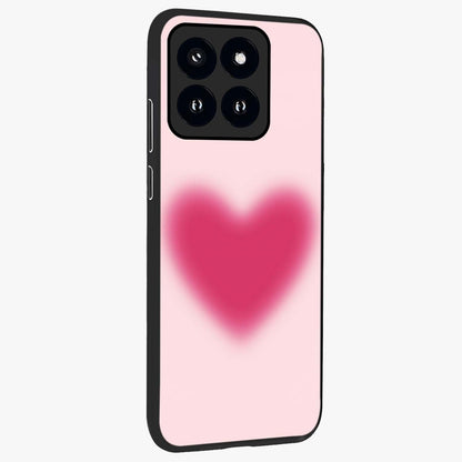 Pink Aura Heart Glass Case upright view showcasing romantic heart artwork with soft pastel theme.