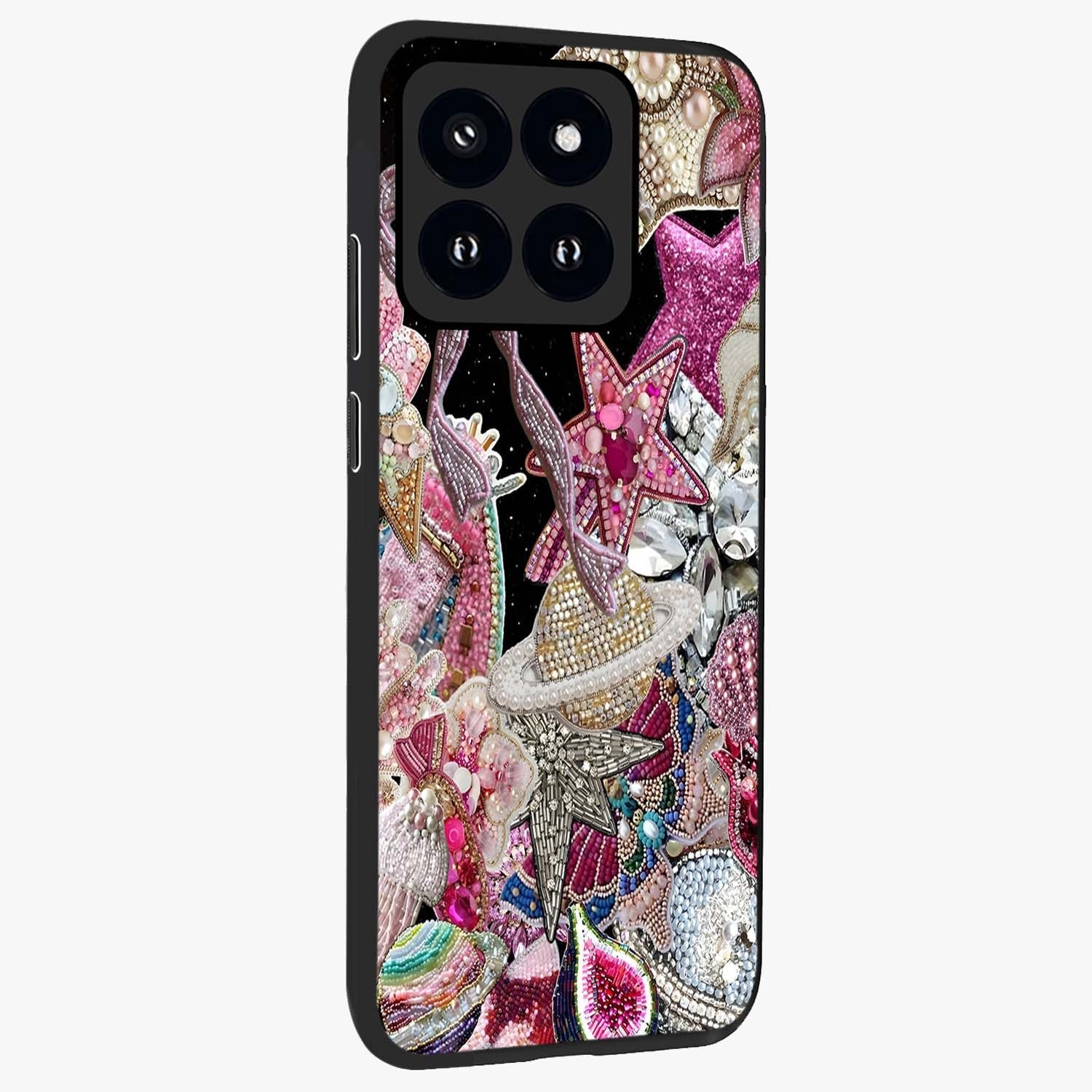 Starlit Jewel Dream Glass Case upright view showcasing radiant star inspired artwork with magical night theme.