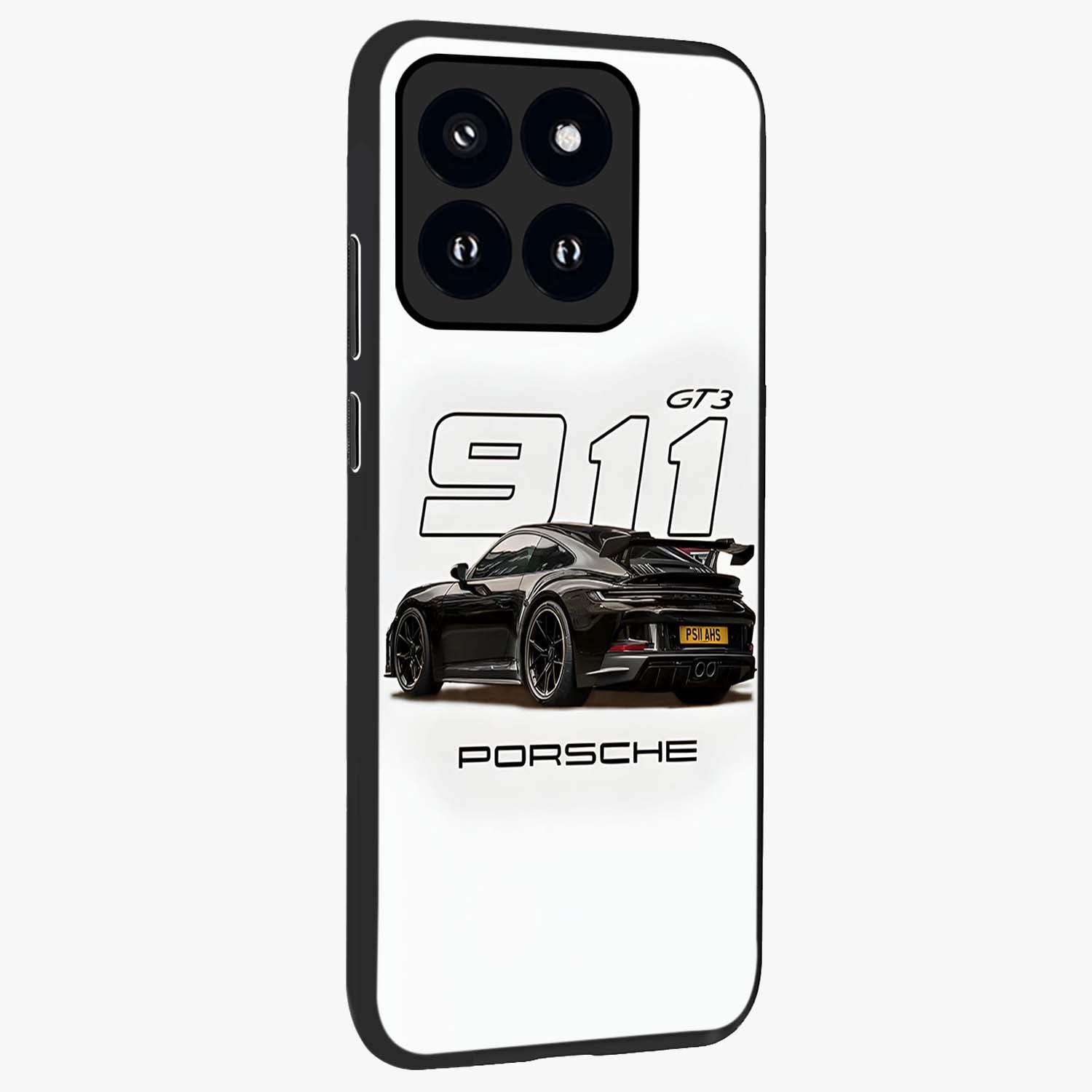 Turbo Legacy Icon Glass Case upright view showcasing bold racing inspired artwork with classic car theme.