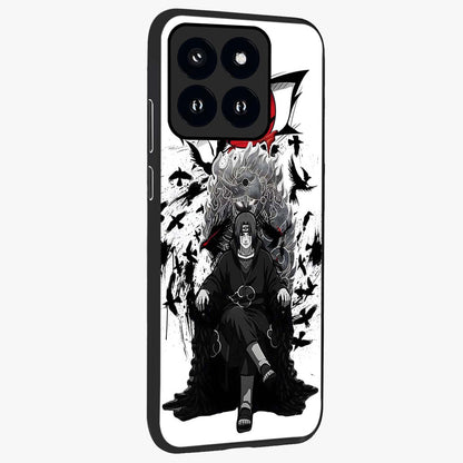 Uchiha Shadow Throne Glass Case upright view showcasing magical underwater galaxy artwork with vibrant cosmic theme.