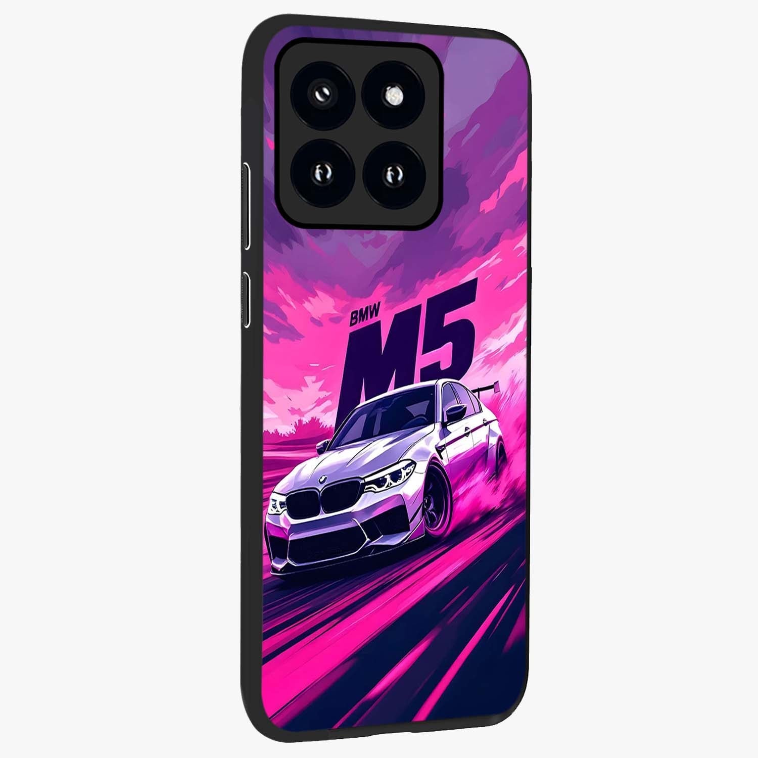 Velocity Drift Pulse Glass Case upright view showcasing powerful racing artwork with energetic motorsport theme.