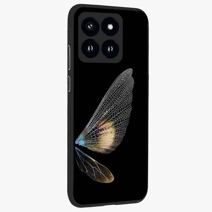 Whispers Of Wings Glass Case upright view showcasing elegant wing artwork with light airy theme.