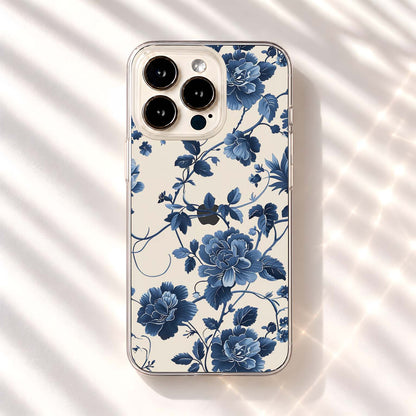 Midnight Blue Florals Clear Silicon Cover