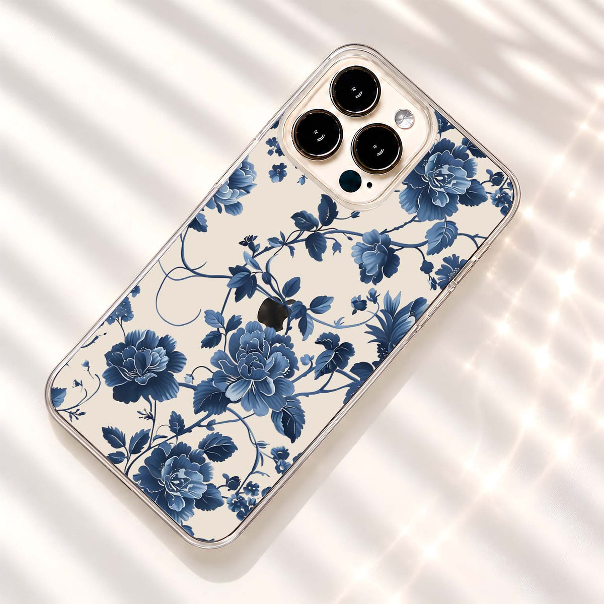 Midnight Blue Florals Clear Silicon Cover