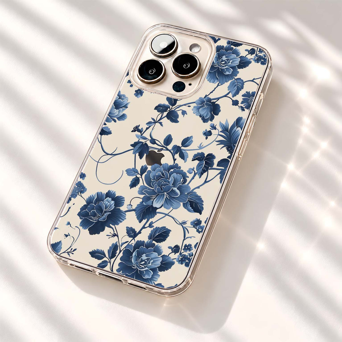 Midnight Blue Florals Clear Silicon Cover