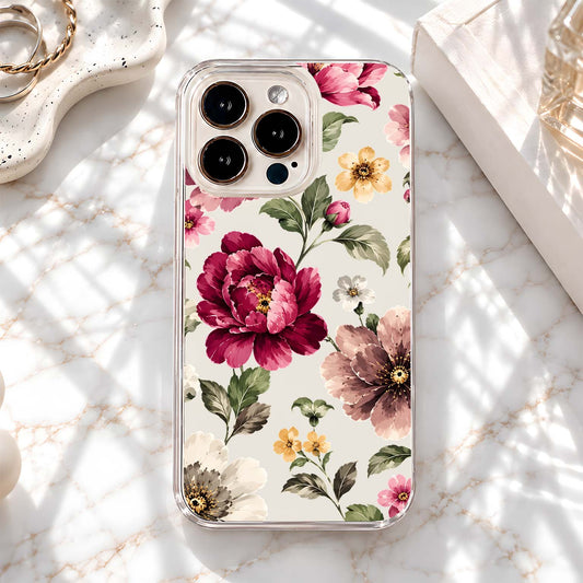 Midnight Floral Garden Clear Silicon Cover