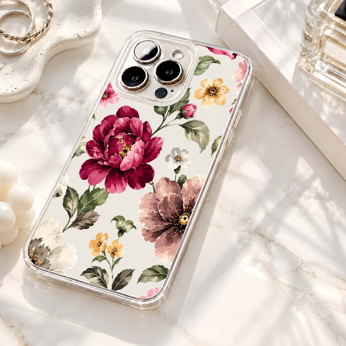 Midnight Floral Garden Clear Silicon Cover