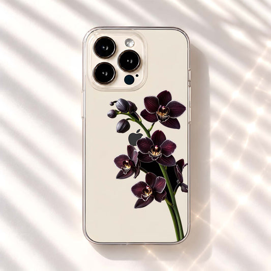 Midnight Orchid Bloom Clear Silicon Cover
