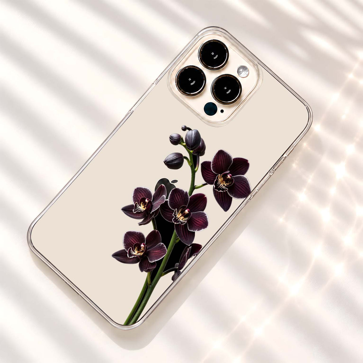 Midnight Orchid Bloom Clear Silicon Cover