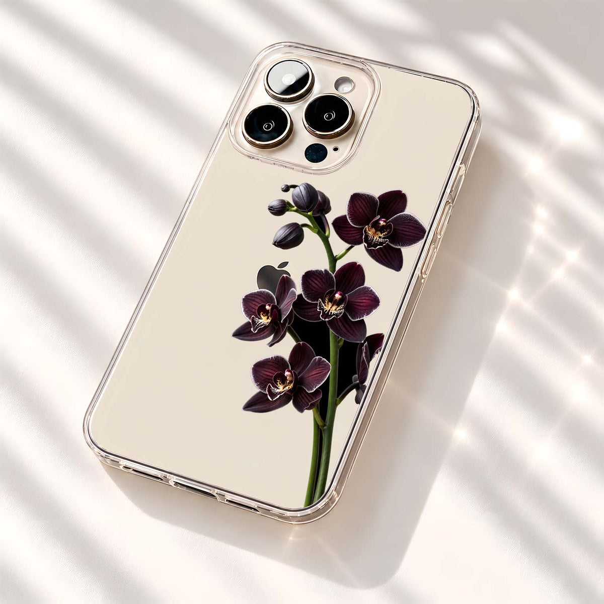 Midnight Orchid Bloom Clear Silicon Cover