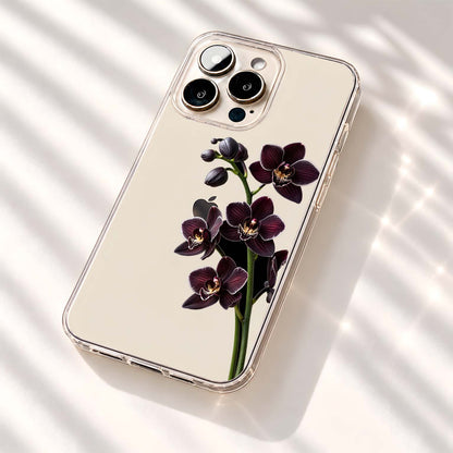 Midnight Orchid Bloom Clear Silicon Cover