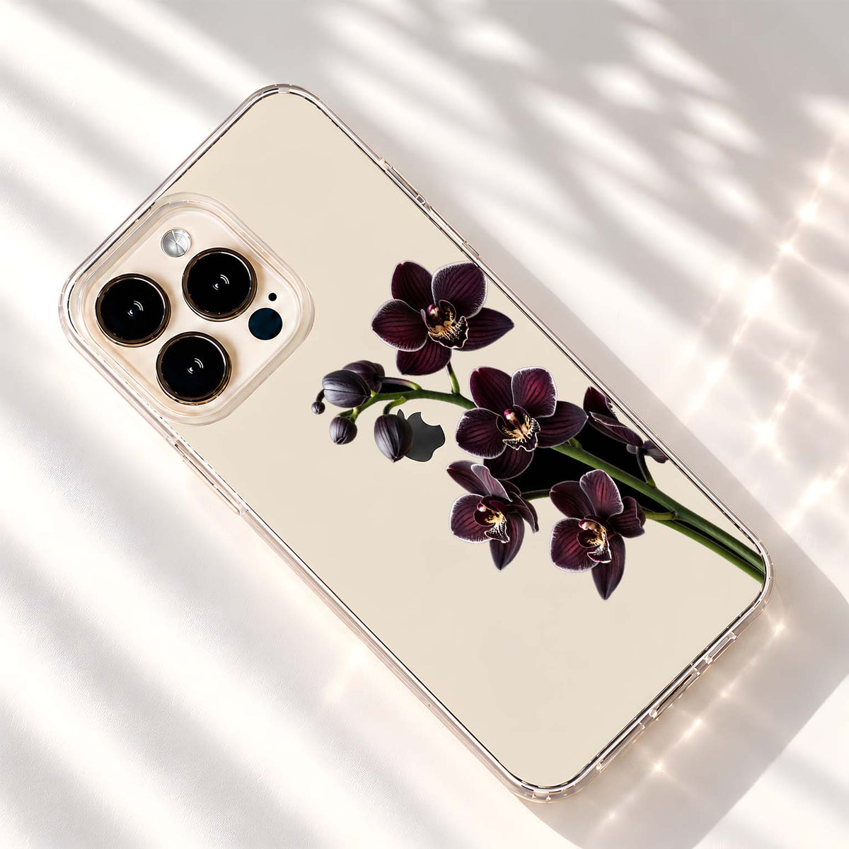 Midnight Orchid Bloom Clear Silicon Cover