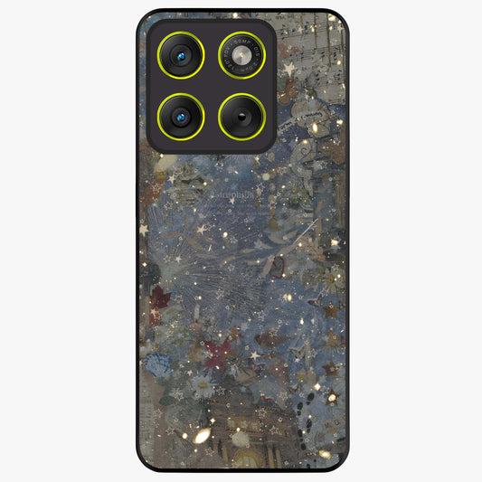 Aesthetic Astrolophia Glass Case showing flat back view with dreamy aesthetic design and glossy glass finish.