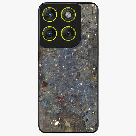 Aesthetic Astrolophia Glass Case showing flat back view with dreamy aesthetic design and glossy glass finish.