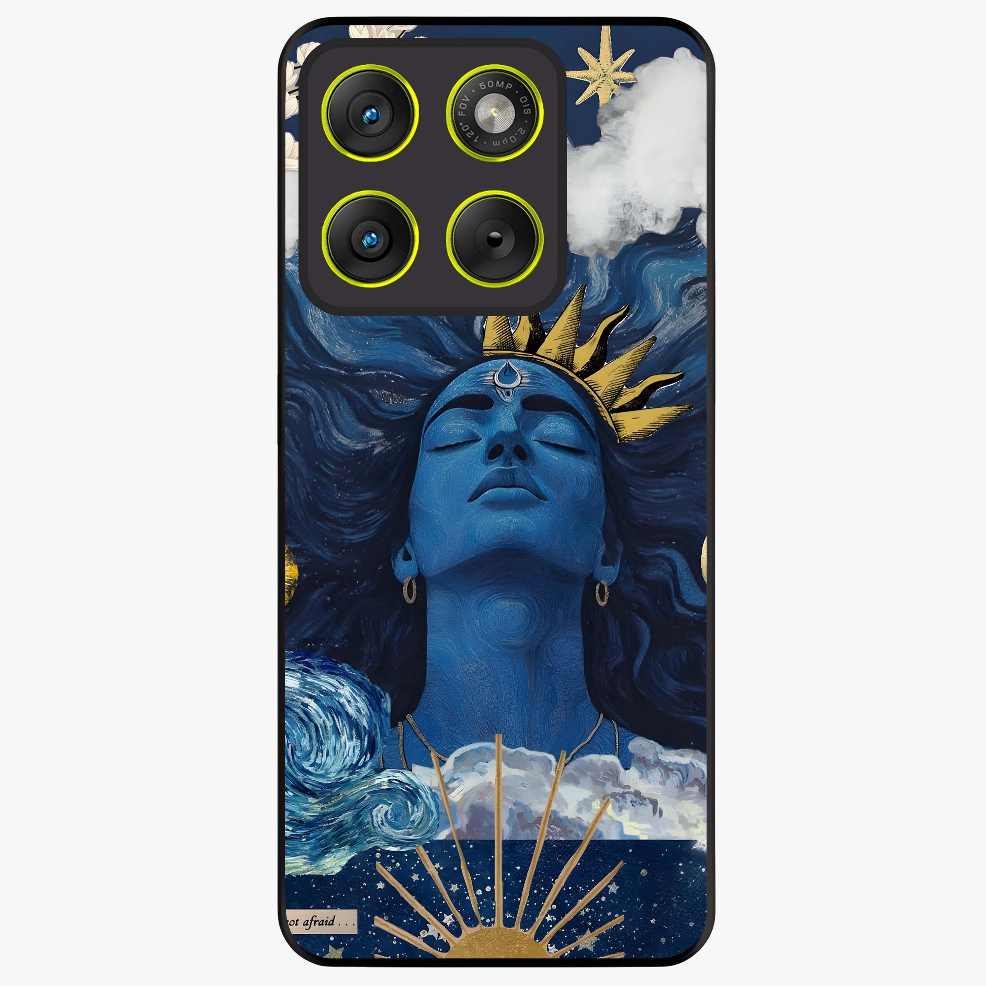 Aesthetic Lord Shiva Glass Case showing flat back view with divine Shiva artwork and glossy glass finish.