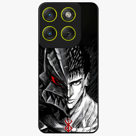 Berserker Blood Oath Glass Case showing flat back view with fierce warrior inspired artwork and glossy glass finish.