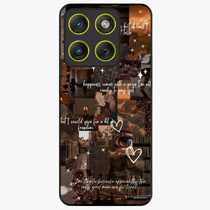 Bittersweet Aesthetic Chaos Glass Case showing flat back view with artistic chaotic aesthetic design and glossy glass finish.
