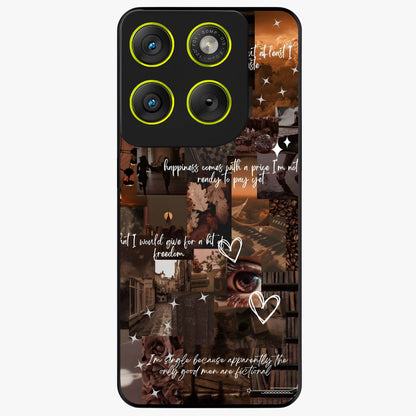 Bittersweet Aesthetic Chaos Glass Case showing flat back view with artistic chaotic aesthetic design and glossy glass finish.