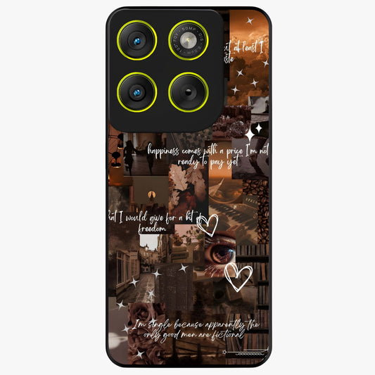 Bittersweet Aesthetic Chaos Glass Case showing flat back view with artistic chaotic aesthetic design and glossy glass finish.