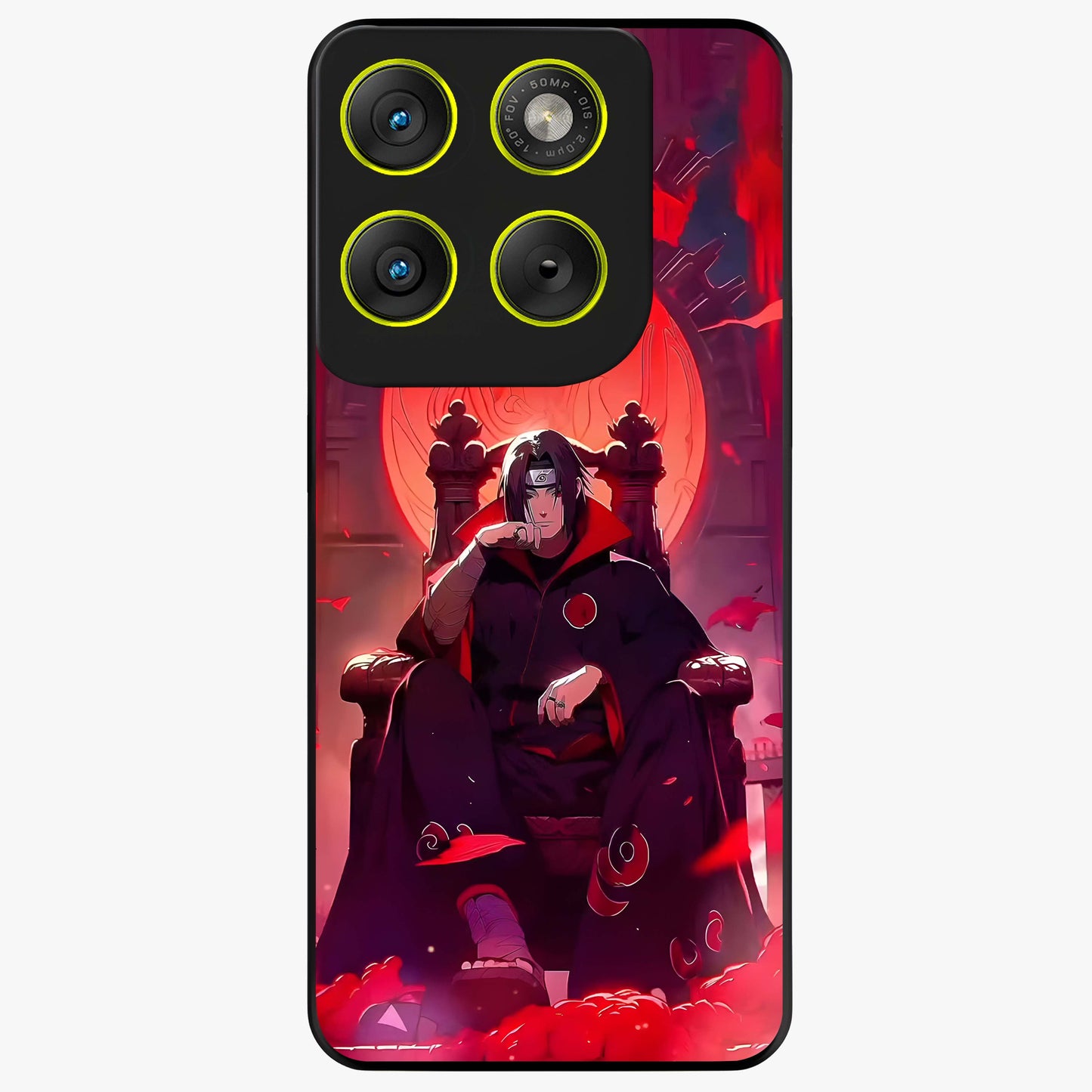 Blood Moon Sovereign Glass Case showing flat back view with mystical blood moon artwork and glossy glass finish.