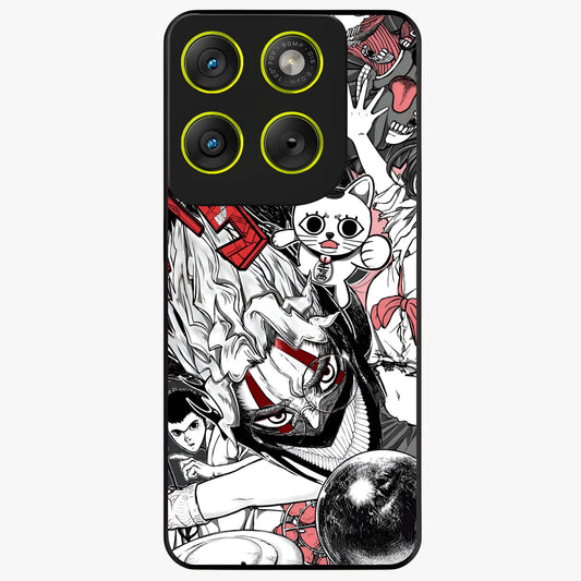 Crimson Chaos Panel Glass Case showing flat back view with bold crimson abstract artwork and glossy glass finish.