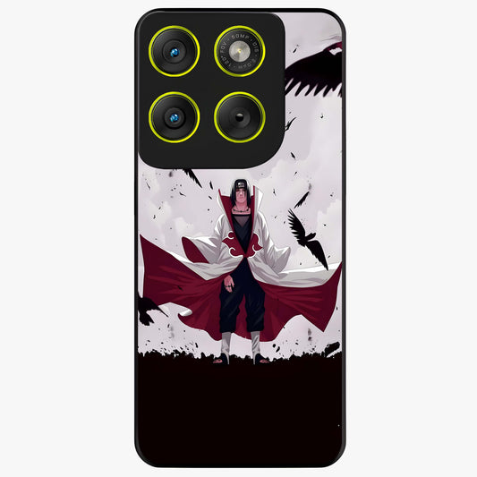 Crimson Crow Ascension Glass Case showing flat back view with mystical crow artwork and glossy glass finish.