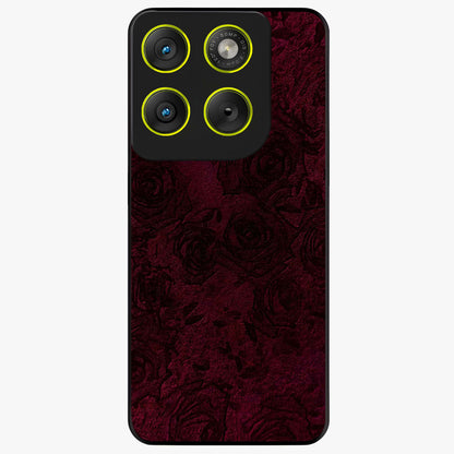 Crimson Fade Flow Glass Case showing flat back view with flowing crimson gradient artwork and glossy glass finish.