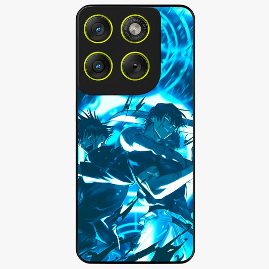 Cursed Energy Clash Glass Case showing flat back view with intense cursed energy artwork and glossy glass finish.