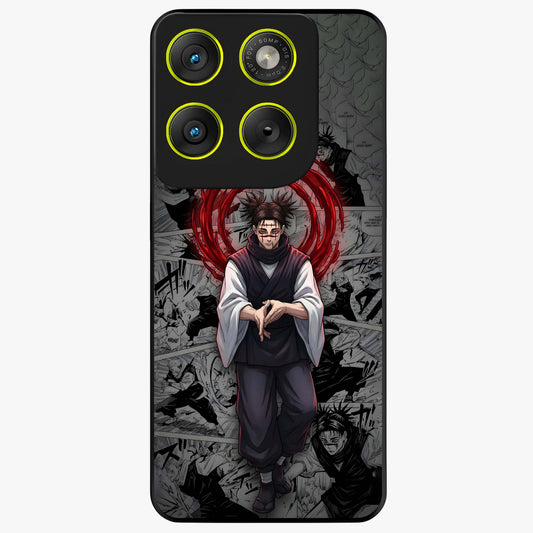 Cursed Ritual Ascension Glass Case showing flat back view with dark ritual themed artwork and glossy glass finish.