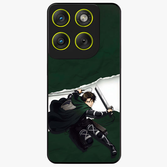 Emerald War Vanguard Glass Case showing flat back view with powerful warrior themed artwork and glossy glass finish.
