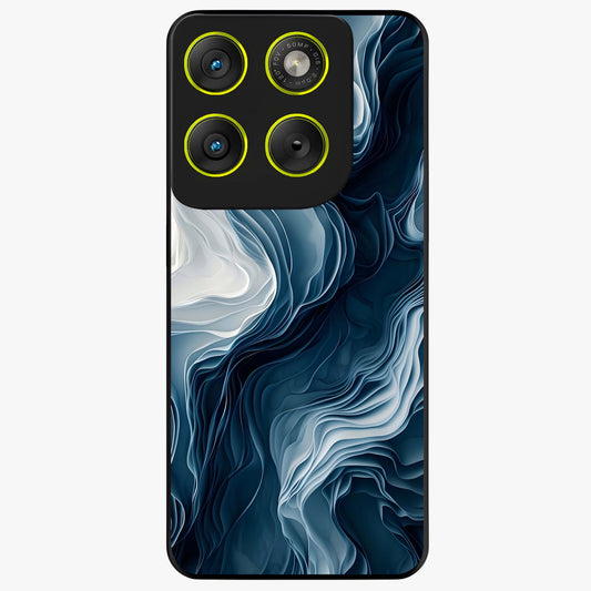 Ethereal Paper Marble Glass Case showing flat back view with soft marble paper texture artwork and glossy glass finish.