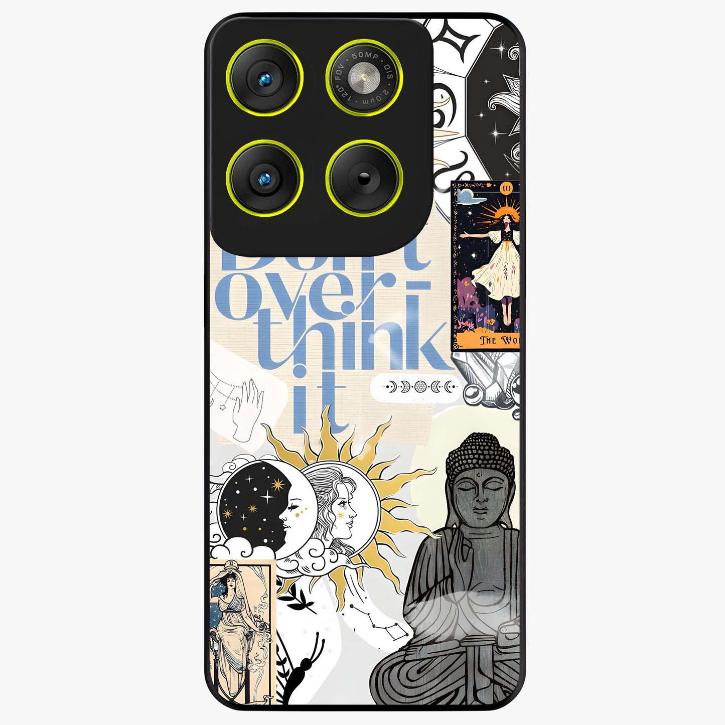 Ethereal Thoughts Glass Case showing flat back view with dreamy artistic artwork and glossy glass finish.