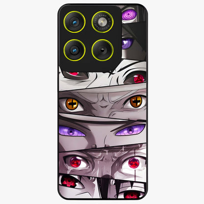 Eyes of Destiny Glass Case showing flat back view with striking eye themed artwork and glossy glass finish.