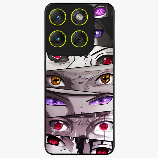 Eyes of Destiny Glass Case showing flat back view with striking eye themed artwork and glossy glass finish.