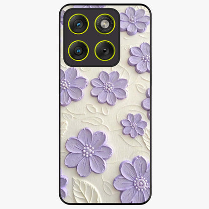Floral Wall Art With Purple Flowers Glass Case showing flat back view with purple flower artwork and glossy glass finish.