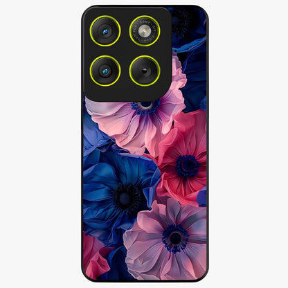 Flower Paper Art Pattern Glass Case showing flat back view with paper cut style floral artwork and glossy glass finish.